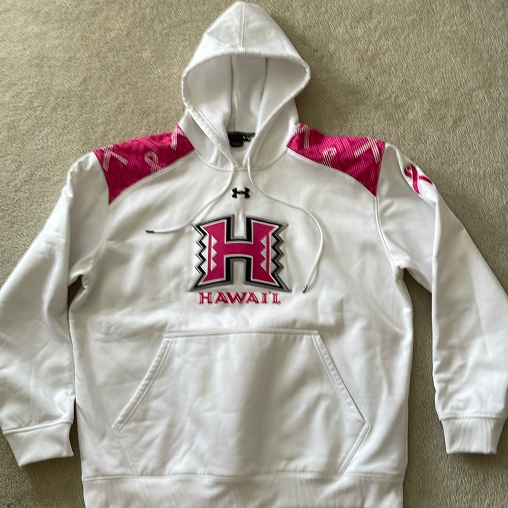 University of Hawaii under armour hooded sweatshirt. Breast cancer edition.